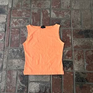 Vintage Frenchi Orange Tank Top Wide Neck Size M Stretch